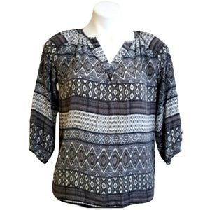 Cynthia Rowley Silk Blouse | Gray & Black Women's Size XS